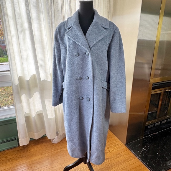 Vintage 80s coat, blueish lavender grey, Sears mohair, wool blend, 12/14 (L/XL) - Picture 1 of 15